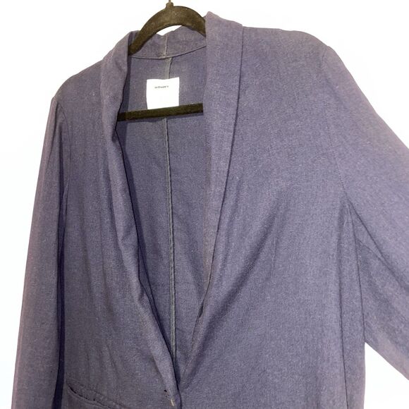 Old Navy Linen Blazer Women Size M Navy Blue Jacket Office Career Neutral - Picture 2 of 7